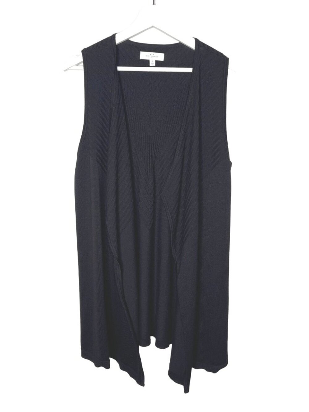New Directions Cardigan Vest Womens Small Black Knit Sleeveless Sweater
